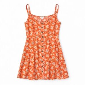 American Eagle Outfitters Coral Floral Button-Front Dress